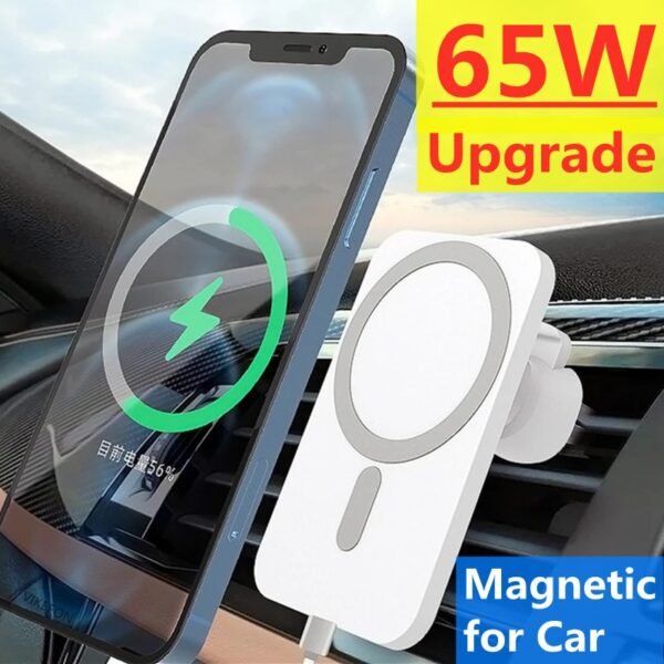 65W Magnetic Wireless Car Charger Phone Holder For iPhone 14 13 12 Pro Max Mini Macsafe Qi Fast Wireless Car Charging Station