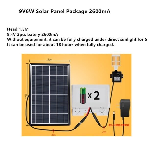 9V Solar Panel /5W 10W Solar Powered Water Pump/solar Pump with battery charge 5200mA 4400mA Fountain pump/fish tan - Image 5