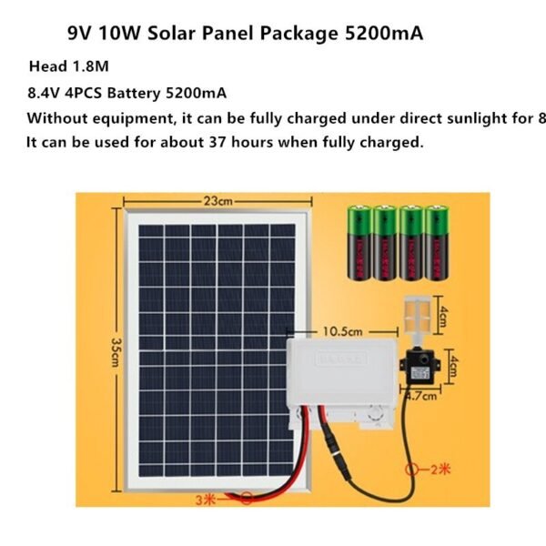 9V Solar Panel /5W 10W Solar Powered Water Pump/solar Pump with battery charge 5200mA 4400mA Fountain pump/fish tan - Image 6