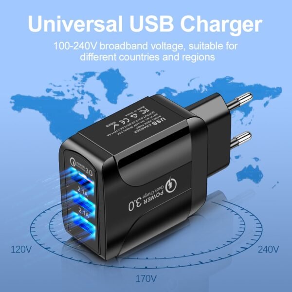 AIXXCO 5V 2A EU Plug LED Light 2 USB Adapter Mobile Phone Wall PD Charger Device Quick Charge QC 3.0 Mobile Charger Fast Charger - Image 6