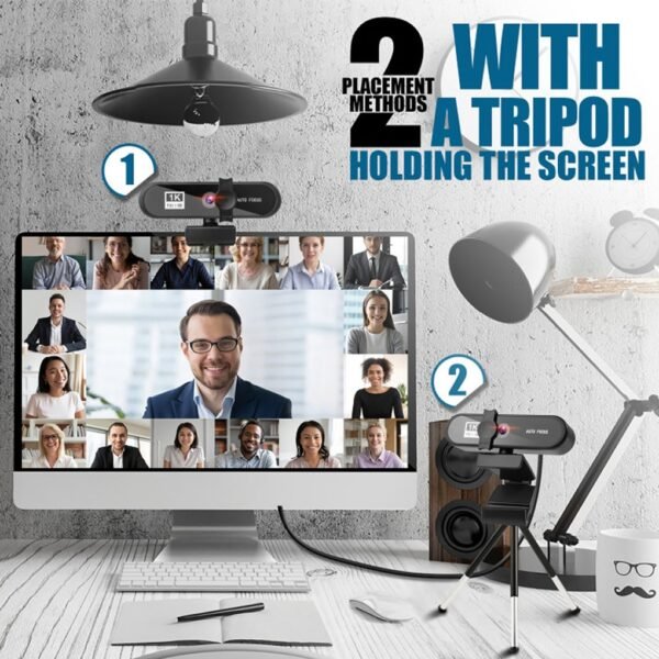 Computer Webcam USB Online Meeting PC Camera Wired Replacement Web Cam Camcorder Office Live Streaming Black 4K - Image 4