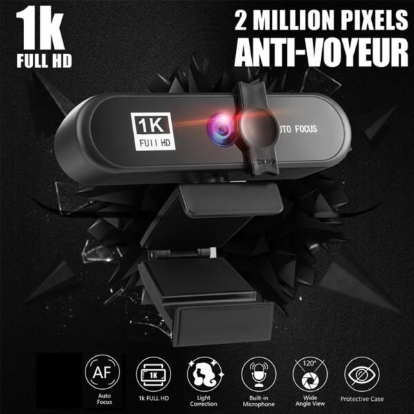 Computer Webcam USB Online Meeting PC Camera Wired Replacement Web Cam Camcorder Office Live Streaming Black 4K - Image 5