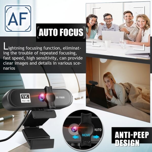 Computer Webcam USB Online Meeting PC Camera Wired Replacement Web Cam Camcorder Office Live Streaming Black 4K - Image 6