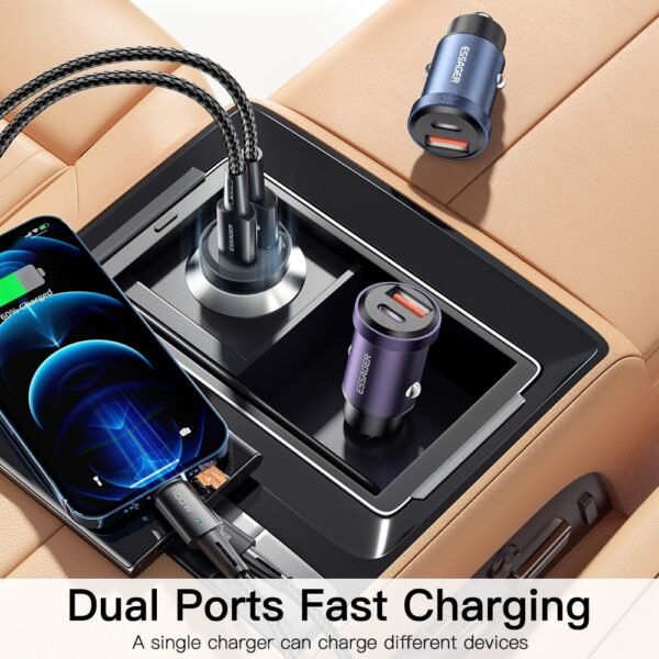 Essager 30W USB Car Charger Quick Charge4.0 QC PD 3.0 SCP 5A USB Type C Car Fast Charging For iPhone 14 13 Huawei Samsung Xiaomi - Image 4