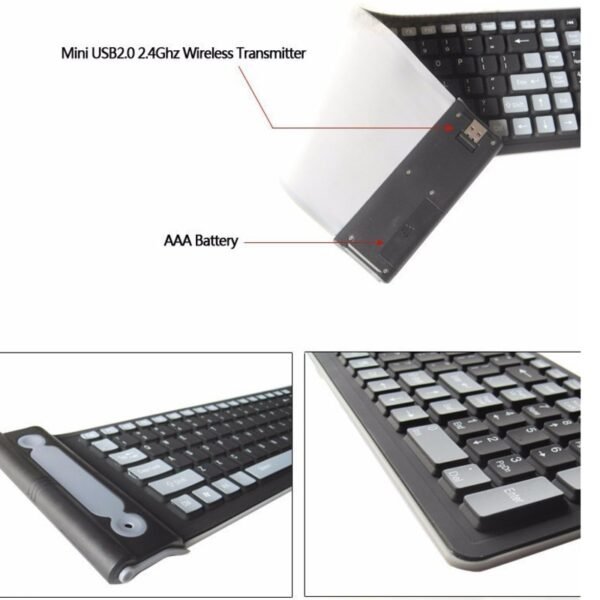 Foldable Silicone Wireless Keyboard 2.4G Usb Flexible Waterproof Slim Keyboard Universal Silent Roll Up Keypad For PC Laptop - Image 4