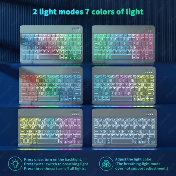 Keyboard For Tablet Android iOS Windows Wireless Mouse Keyboard Bluetooth-compatible Rainbow Backlit Keyboard For iPad Phone - Image 3