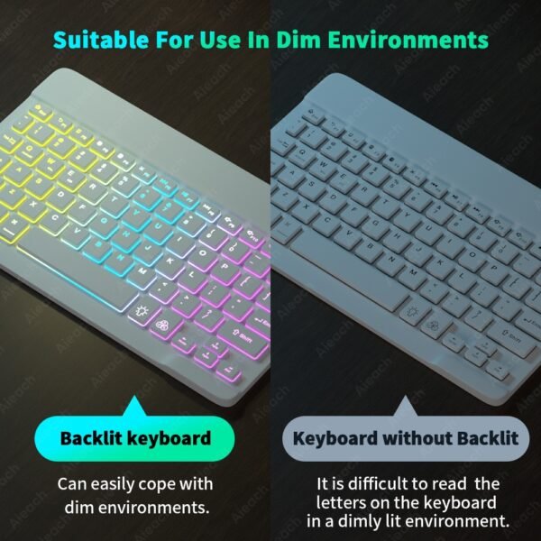 Keyboard For Tablet Android iOS Windows Wireless Mouse Keyboard Bluetooth-compatible Rainbow Backlit Keyboard For iPad Phone - Image 5