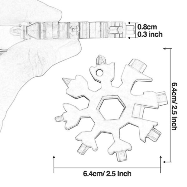 Multifunctional 18 In 1 Snowflake Multi Pocket Tool Keyring Key Ring Spanner Hex Wrench Wrench Tools Hand Tools Portable - Image 6