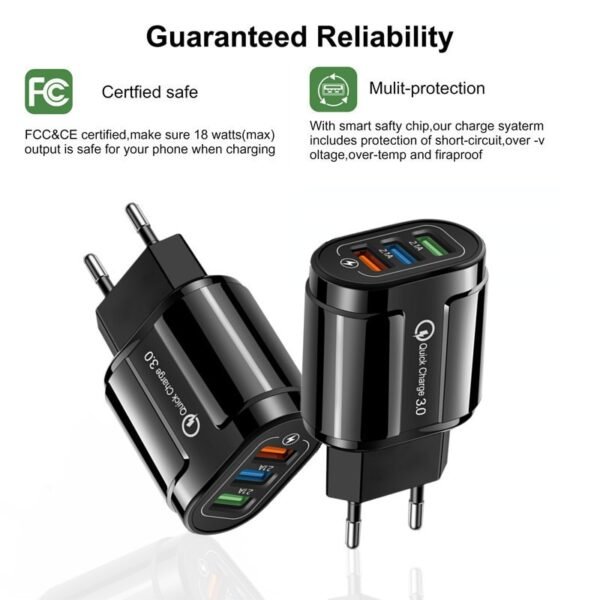 UKGO USB Fast Charger Quick Charge 3.0 4.0 Universal Wall Mobile Phone Tablet Chargers For iphone 12 Samsung Huawei EU/US Plug - Image 4