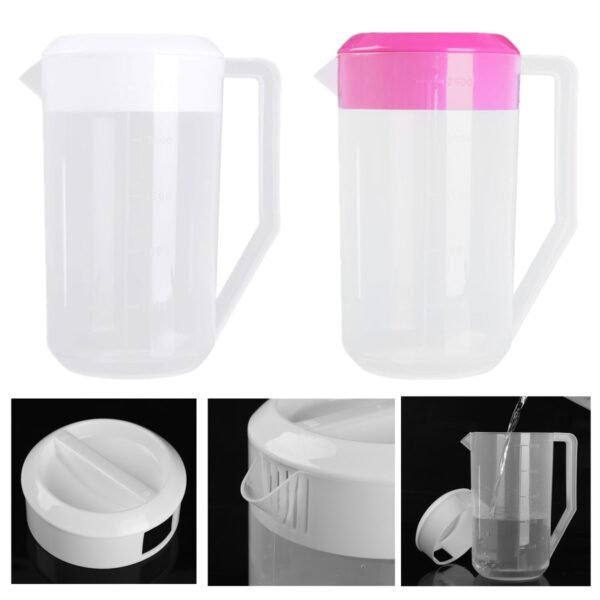 2500ML Large Water Pitcher Jug Capacity Food Grade Plastic Measuring Water Kettle Jug with Lid Handle Portable for Home Pitcher