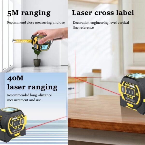 3 in1 Laser Rangefinder Infrared Tape Measure High-precision Backlight Distance Meter Electronic Cross Line Area Measuring Ruler - Image 3