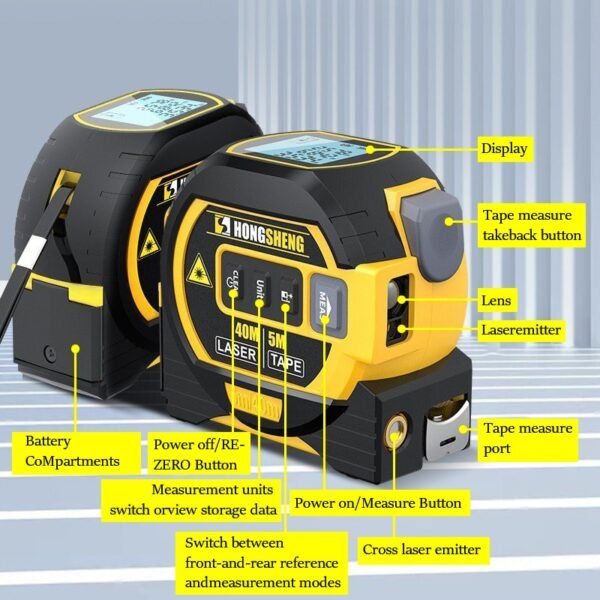 3 in1 Laser Rangefinder Infrared Tape Measure High-precision Backlight Distance Meter Electronic Cross Line Area Measuring Ruler - Image 6