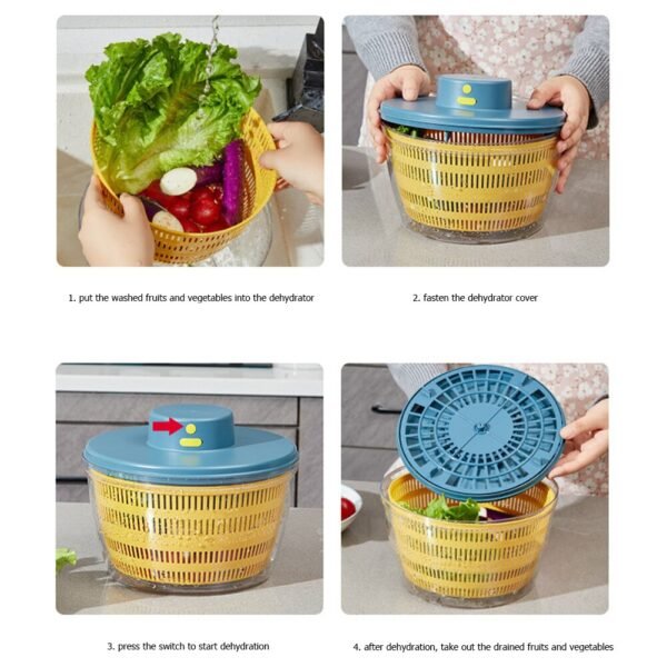 3L 1200mAh USB Charging Electric Drain Basket Electric Vegetable Salad Dehydrator Vegetable Dehydrator Vegetable Salad Spinner - Image 4