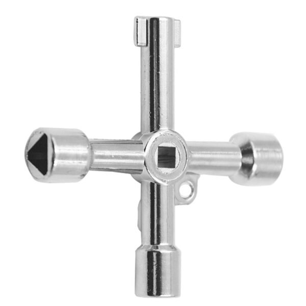 4 Way Universal Cross Triangle Wrench KEY for Train Electrical Elevator Cabinet Valve Alloy Triangle - Image 3