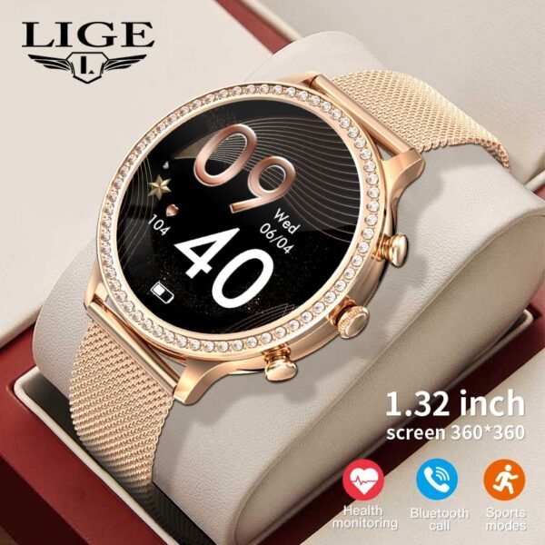 AMOLED Smartwatch Bluetooth Call Smart Watch Women Blood Pressure Oxygen Monitor Relojes Inteligentes Waterproof Smartwatch Gift