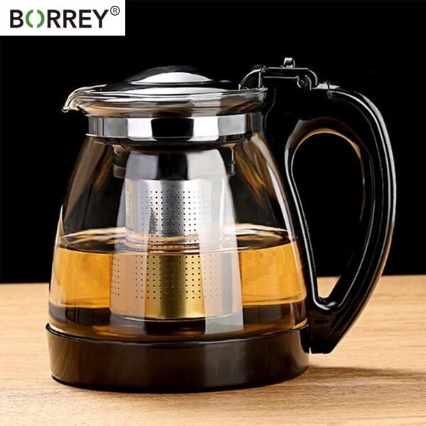 BORREY 2L Large Capacity Flower Tea pot Set Glass Transparent Cold kettle Cup Puer Teapot Office Home Tool With Filter Handle