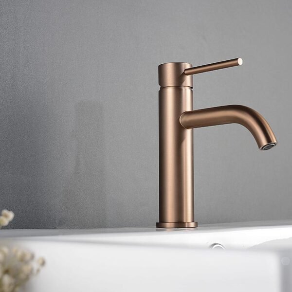 Brushed Rose Gold Bathroom Washbasin Faucet Deck Mounted Single Hole & Handle Cold And Hot Mixer Water Tap - Image 2
