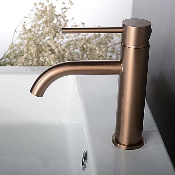 Brushed Rose Gold Bathroom Washbasin Faucet Deck Mounted Single Hole & Handle Cold And Hot Mixer Water Tap - Image 3