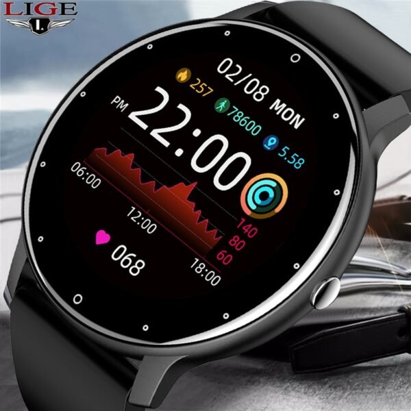 LIGE 2022 New Smart Watch Men Full Touch Screen Sport Fitness Watch IP67 Waterproof Bluetooth For Android ios smartwatch Men box