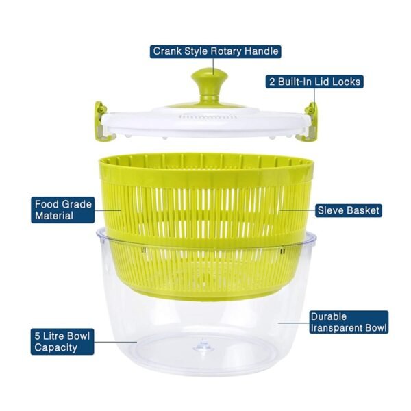 MOM'S HAND Salad Spinner Lettuce Greens Washer Dryer Drainer Crisper Strainer For Washing Drying Leafy Vegetables Kitchen Tools - Image 5