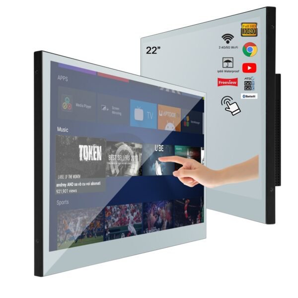 Soulaca Magic Mirror 22 Inch Touch Screen Led TV for Bathroom IP66 Waterproof Android 9.0 System Wi-Fi&Bluetooth - Image 6
