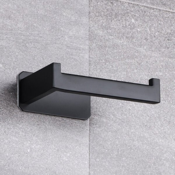 Stainless Steel Toilet Roll Holder Self Adhesive in Bathroom Tissue Paper Holder Black Finish,Easy Installation no Screw