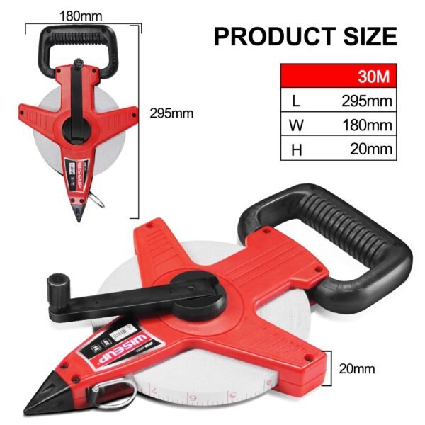 WISEUP Open Reel Fiberglass Tape Measure with Double Nylon Coated Fiberglass Blade for Carpenter, Construction hand tools - Image 3