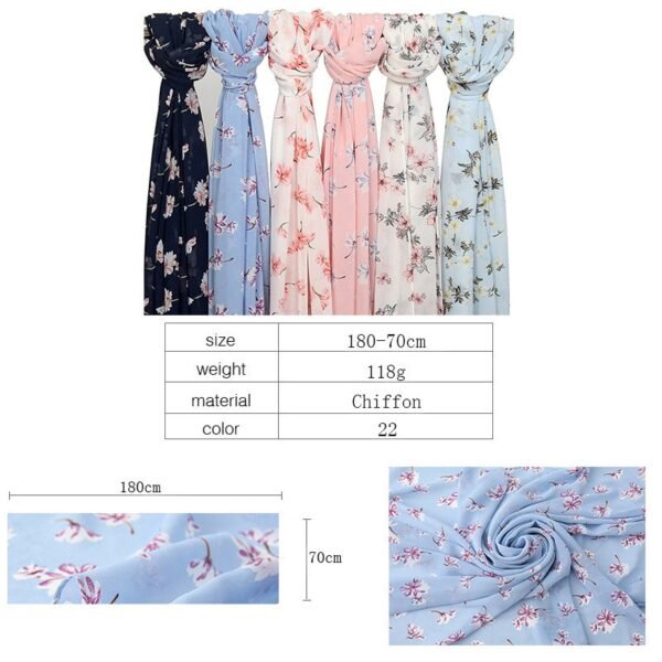 22 Colors Fashion Bubble Chiffon Instant Hijab Women Autumn Small Polka Floral Shawl Wrap Pashmina Stole Muslim Snood 180*70cm - Image 3