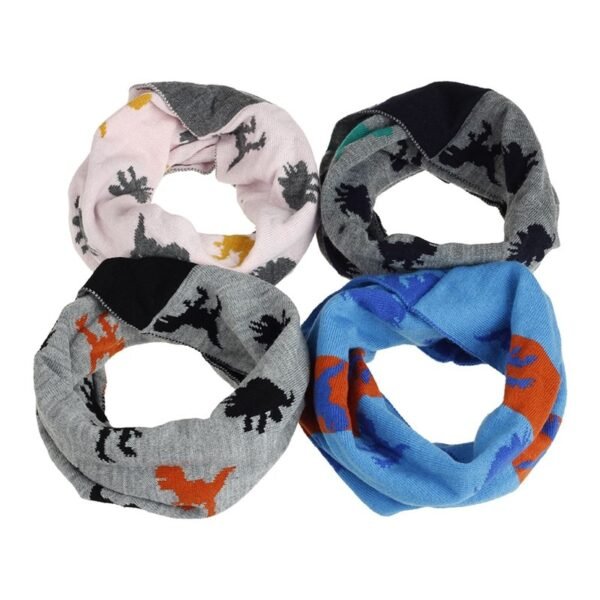 3M-8T Kids Scarves Winter Warm Children Scarf for Boys Girls Cartoon Dinosaur Knitted Scarf Collar Neck Ring Apparel Accessories