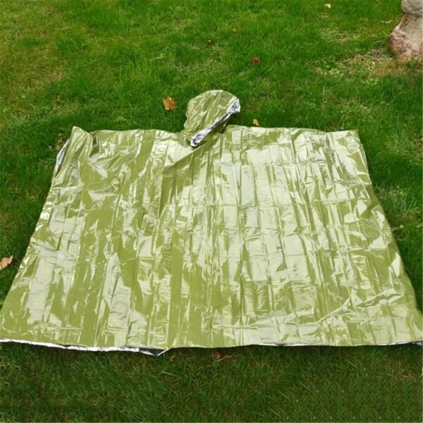 Emergency Water Proof Raincoat Aluminum Film Disposable Poncho Cold Insulation Rainwear Blankets Survival Tool Camping Equipment - Image 4