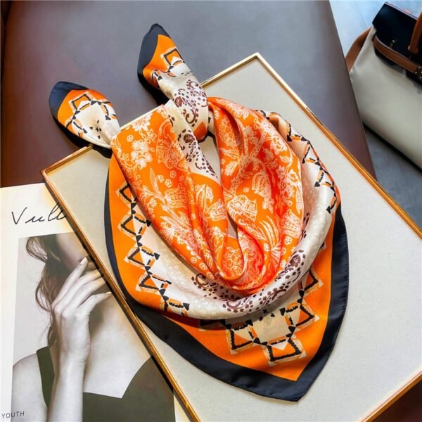 Luxury Print Silk Square Scarf Women Spring Neck Tie Shawl Wraps Female 70cm Hair Hand Wrist Headkercheif Hijab Bandana 2022 - Image 5