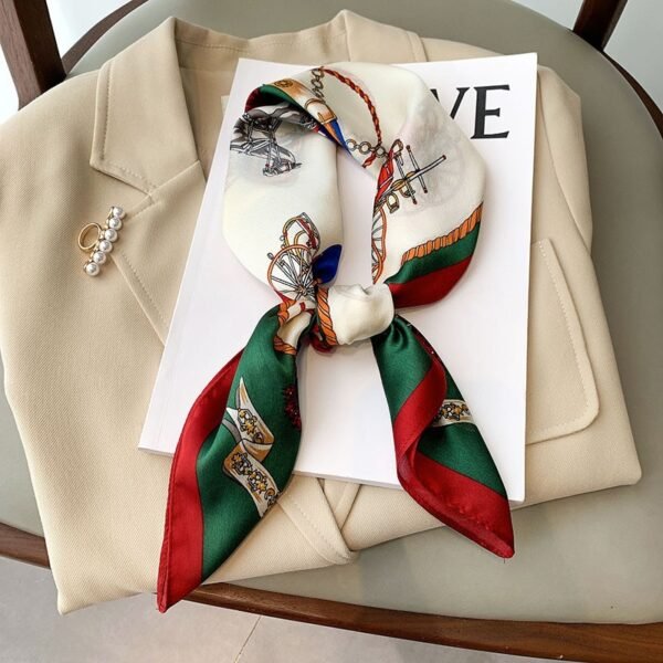 Luxury Print Silk Square Scarf Women Spring Neck Tie Shawl Wraps Female 70cm Hair Hand Wrist Headkercheif Hijab Bandana 2022