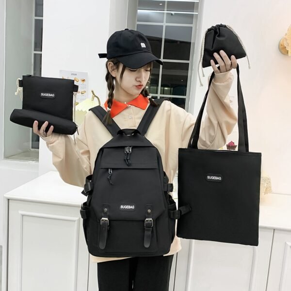 5 Piece Set School Bags For Teenage Girls Women Backpack Canvas Travel Bagpack Women Notebook Bookbags Teen Student Schoolbag - Image 3