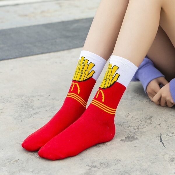 Colorful Women's Socks Woman's Cotton Socks Fruits Banana Avocado Lemon Egg Cookie Donuts Food Happy Color Sox Harajuku Socks - Image 2
