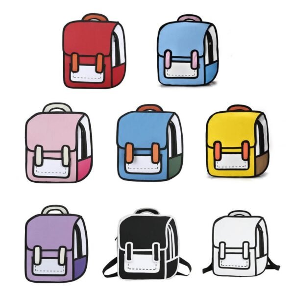 Creative Women 2D Drawing Backpack Cartoon School Bag Comic Bookbag for Teenager Girls Daypack Travel Rucksack - Image 6