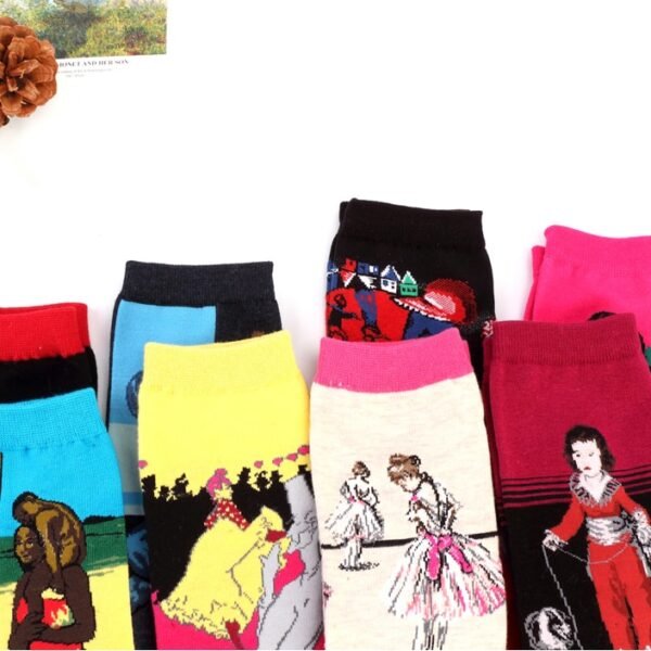 Hot Dropshipping Autumn winter Retro Women New Art Van Gogh Mural World Famous Oil Painting Series Men Socks Funny Socks - Image 3