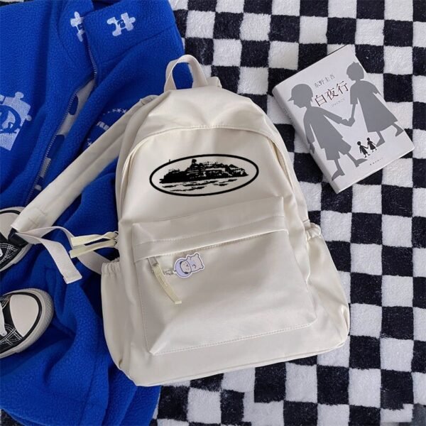 Klein blue letter sailboat printing series waterproof schoolbag simple high school student backpack large-capacity backpack y2k - Image 5