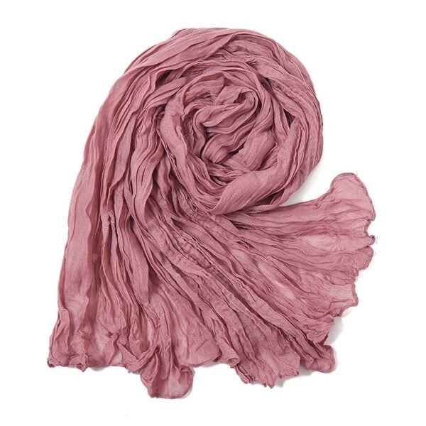 Women's Casual Solid Color Long Scarf Crumpled Soft Long Turban Arab Hijab Spring Summer Fashion Shawls Clothing Accessories - Image 5