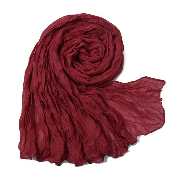 Women's Casual Solid Color Long Scarf Crumpled Soft Long Turban Arab Hijab Spring Summer Fashion Shawls Clothing Accessories - Image 6